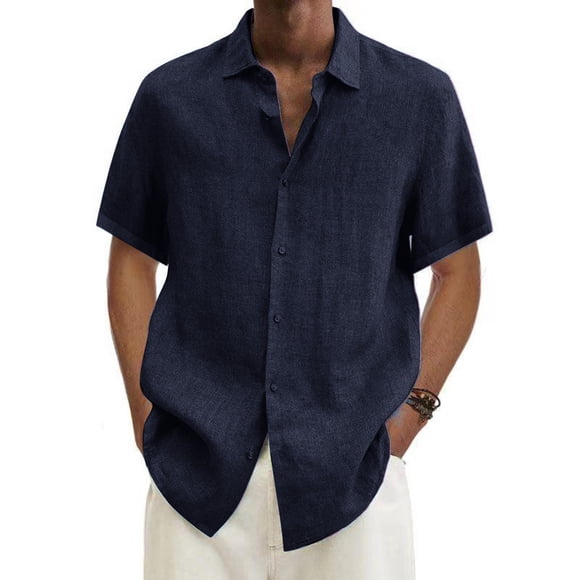 cllios Chemises en Coton et Lin pour Hommes Grands et Forts 2024 à Manches Longues, Infroissables, Chemise Décontractée à Boutons, Coupe Ample, Unie, Basique, Chemise Habillée pour le Travail, les Affaires, les Fêtes