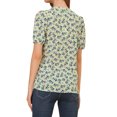 thumbnail image 3 of INSPIRE CHIC Women's Floral Print Rufle Button Up Puff Short Sleeves Blouse Top M Green, 3 of 6
