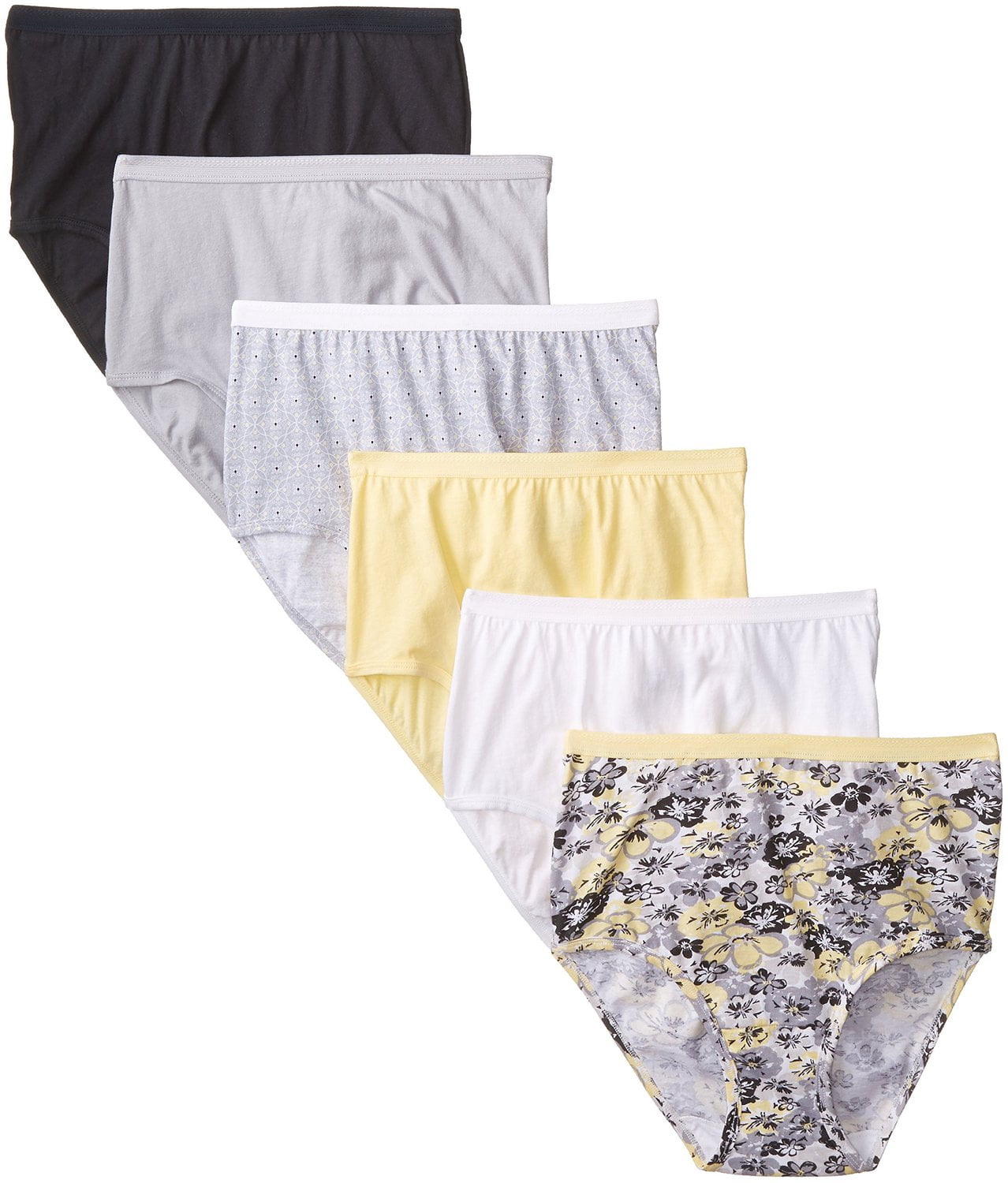 Fruit Of The Loom Womens 6 Pack Tag Free Cotton Brief Panties, 6, Assorted