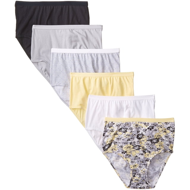 Fruit Of The Loom Womens Cotton Assorted Brief 6 Pack, 10, Assorted