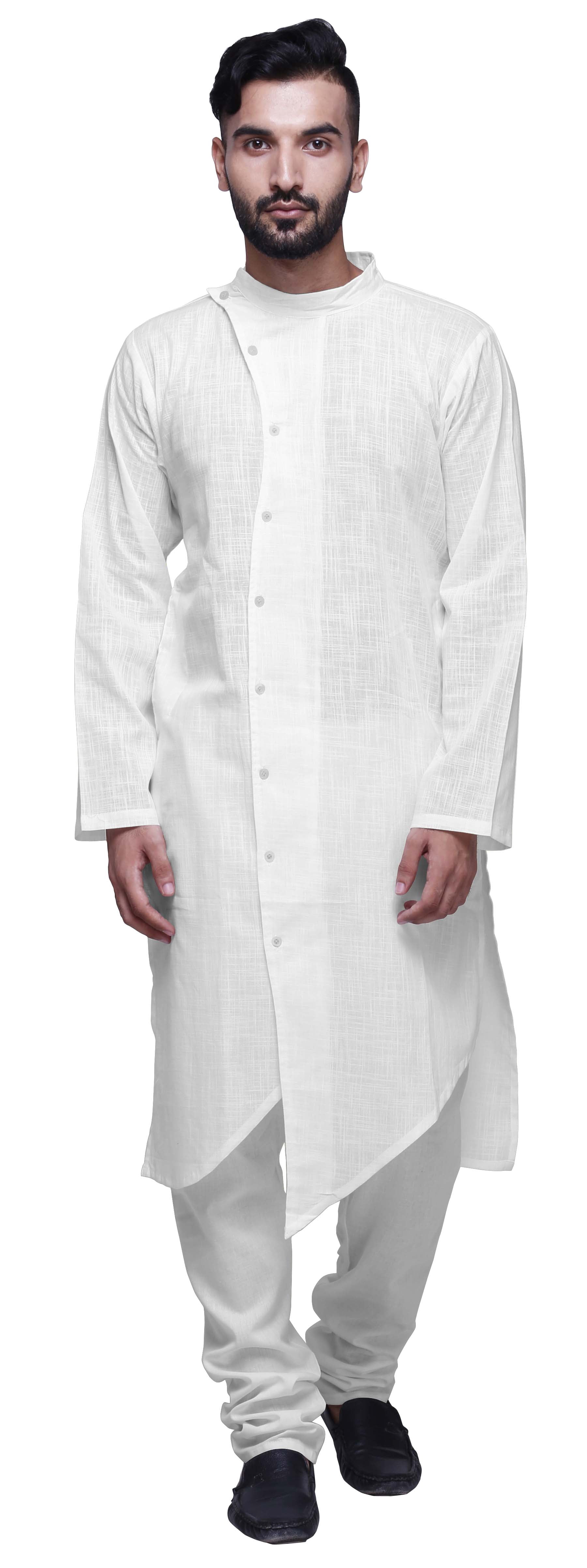 Atasi Indian Button Down Mens Long Kurta Solid Party Shirt Engagement Clothing