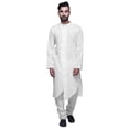 thumbnail image 1 of Atasi Kurta Long Uni pour Hommes Col Mandarin Chemise Habillée Décontractée pour Fête, 1 of 5