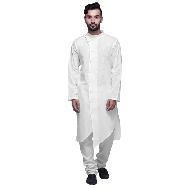 Atasi Kurta Long Uni pour Hommes Col Mandarin Chemise Habillée Décontractée pour Fête