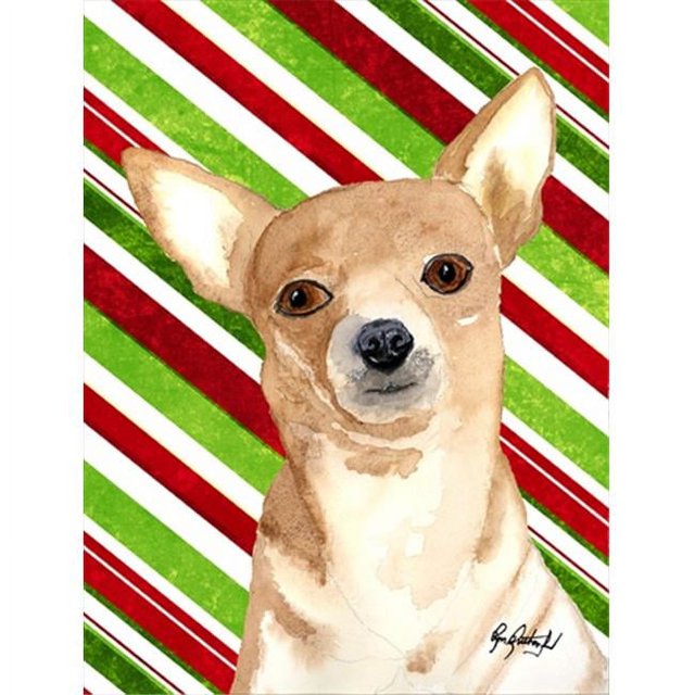 Carolines Treasures RDR3010CHF Drapeau de Noël Chihuahua à Rayures Bonbons en Toile Taille Maison