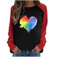 thumbnail image 1 of CEHVOM T-shirt à Manches Longues à Col Rond pour Femme de la Saint-Valentin, Décontracté, Raglan, à Panneaux Contrastés de Couleurs, Coupe Ample, Imprimé, T-shirt à Manches Longues à Col Rond, Blouse, Liquidation, 1 of 6