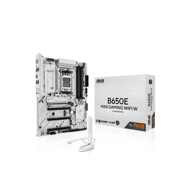 ASUS B650E MAX GAMING WIFI W - AMD B650 AM5, PCIe 5.0, ATX Motherboard, White PCB, DDR5, 3x M.2, Wi-Fi 6E, 2.5Gb LAN, USB 10Gbps Type-C, DisplayPort, HDMI, BIOS FlashBack, Aura Sync, Advanced AI PC
