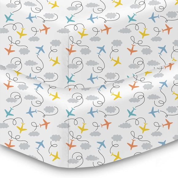 BreathableBaby Cotton Percale Fitted Sheet, For 52" x 28"/132 x 71 cm Crib & Toddler Bed Mattress (2-Pack)