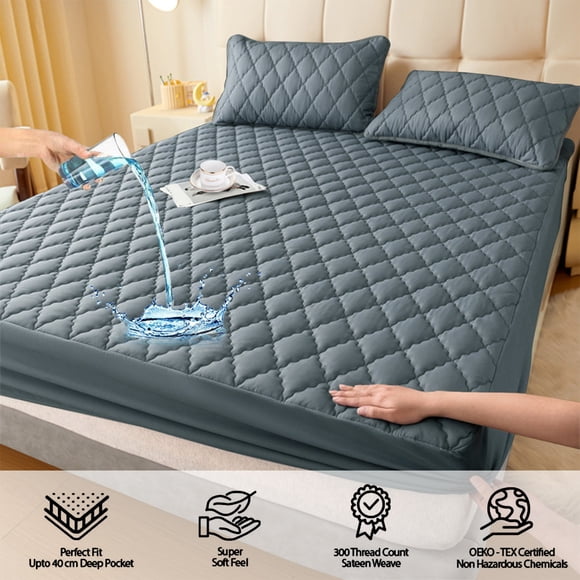 Rvkxad Waterproof Fitted Bed Sheet, Non-Slip Mattress Protector Cover with Soft Fiber, All-Inclusive Bed Cover, Breathable Bedding Sheet