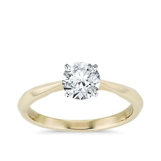 1.00 Carat Excellent Round Shape Genuine Diamond Latest Design Solitaire Engagement Ring for Ladies Solid 18K Yellow Gold Size 7.5