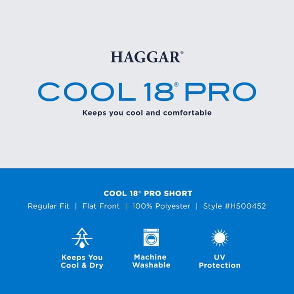 Haggar Short Oxford Uni Extensible à devant Plat pour Hommes Cool 18 Pro