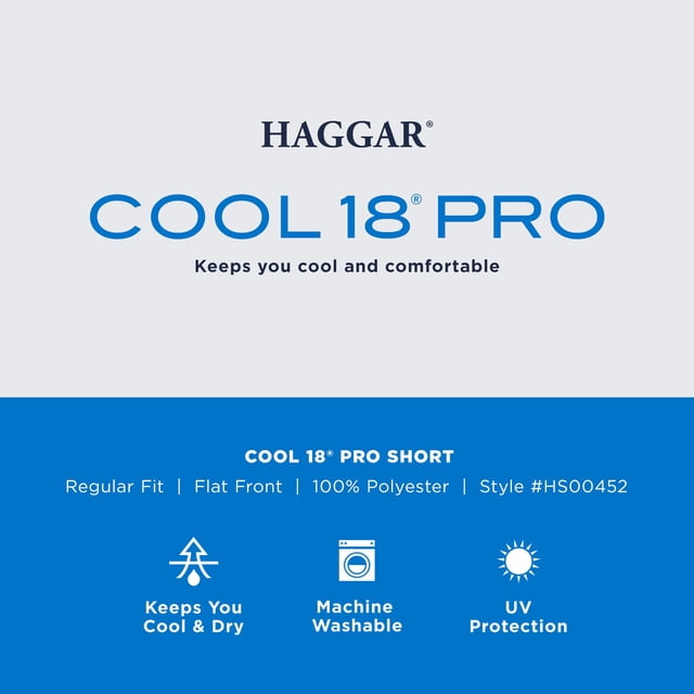 Haggar Short Oxford Uni Extensible à devant Plat pour Hommes Cool 18 Pro