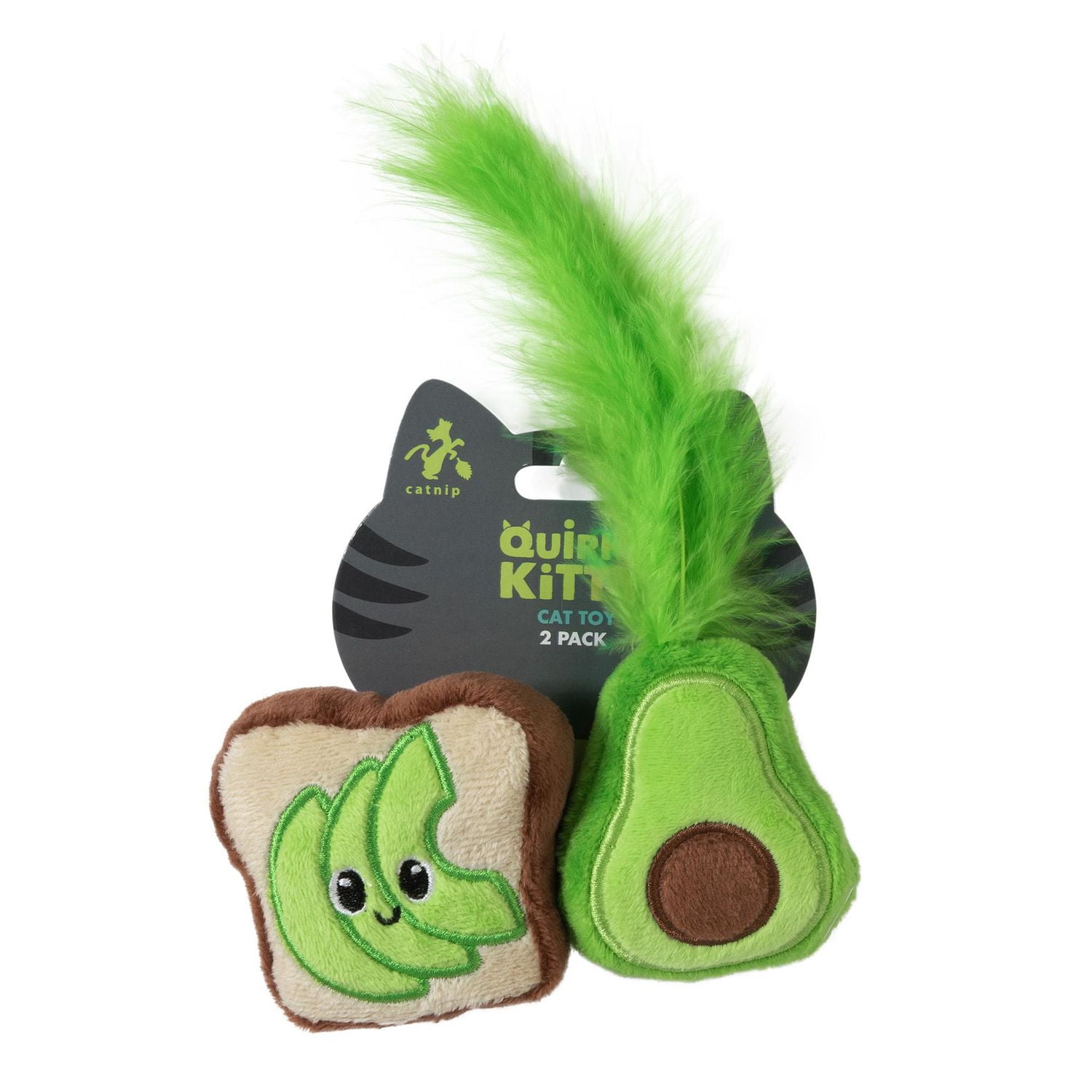 Quirky Kitty Toast à l'Avocat Herbe à Chat Peluche Lot de 2 Jouet pour Chat