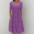 thumbnail image 2 of Ketyyh-chn99 Robe T-Shirt Femme Grande Taille Robe Maxi Robe Décontractée Mini Robe Ample Confortable à Rayures Manches Longues Longue Robe Violet,G, 2 of 5