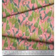 thumbnail image 2 of Soimoi Orange Satin Silk Fabric Flower & Cactus Tree Print Sewing Fabric BTY 42 Inch Wide, 2 of 3