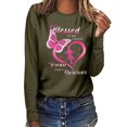 thumbnail image 1 of Fridja Haut Femme Cancer du Sein Décontracté Manches Longues Col Rond Chandail en Molleton Pull Blouse, 1 of 4