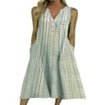 thumbnail image 1 of EIMELI Robes Décontractées à Carreaux pour Femmes Été Col en V Boutonnée Robe Midi Ample Robes de Soleil avec Poches Violet L, 1 of 7