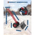 thumbnail image 2 of COZONY Pelle à Neige Robuste avec Roues, Lame en Métal 29 Pouces L x 14 Pouces H, Manche à Angle et Hauteur Réglables, Pousse-Neige à Roues pour Entrée, Trottoir, Cour, Plaque de Pelle Noire + Poteau Rouge + Rebord Rouge, 2 of 7