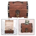 thumbnail image 4 of Wooden Treasure Chest Retro Money Storage Box Organizer, 4 of 8