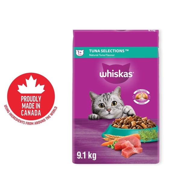 WHISKAS TUNA SELECTIONS Adult Dry Cat Food Natural Tuna Flavour, 9.1kg Bag