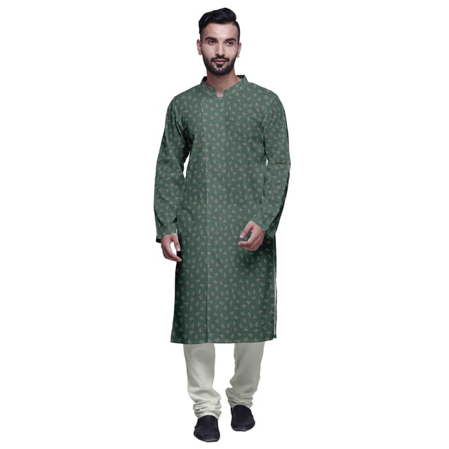 Atasi Kurta Pyjama de Fête pour Hommes Col Mandarin Manches Longues Kurta Pyjama Ethnique