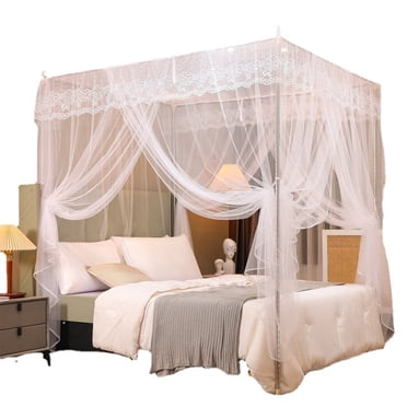 EGNMCR Bed Mosquito Net Bedroom Decorative Single Side Opening Canopy Net Curtains Suitable For Most Twin Sizes No Pole bed curtain
