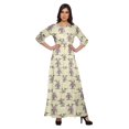thumbnail image 1 of Moomaya Printed Round Neck 3/4 Sleeve Long Maxi Dress With Drawstring Waist, 1 of 3