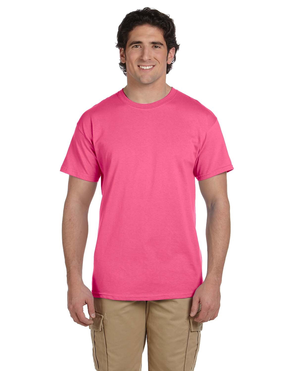 Gildan T-Shirt Ultra Cotton pour Homme, Rose Sécurité, Très Grand
