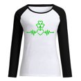 thumbnail image 4 of CEHVOM Women's Spring Patchwork St. Patrick's Day Printed Long Sleeves Round Neck Casual Tee Tops, 4 of 4