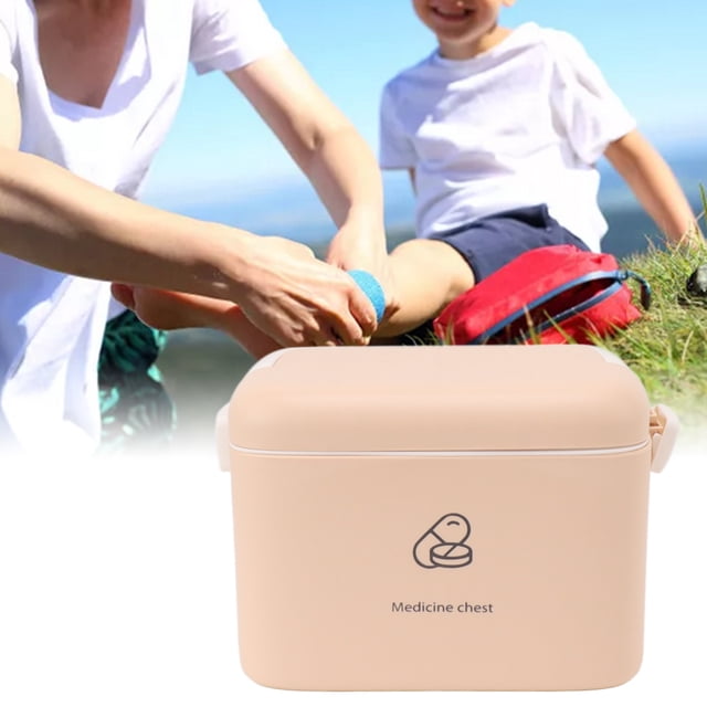 Medicine Box, Thickened PP First Aid Safe Medication Storage Box Container with Removable Tray & Portable Handle, Family Emergency Medicine Kit Case Organizer