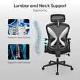 thumbnail image 2 of Moustache Chaise de Bureau Ergonomique en Maille avec Appuie-Tête Réglable, Soutien Lombaire et Accoudoirs 6D, 320 Lb, 2 of 9
