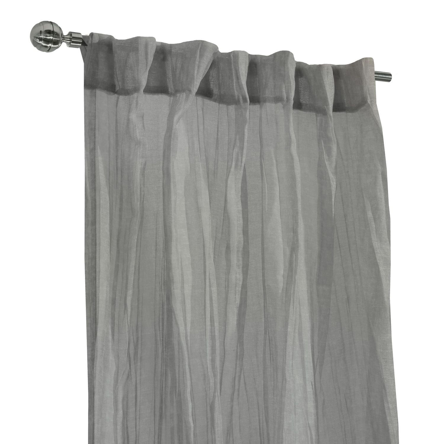 Loft Living Peoria Transparent Double Tetiere panneau de rideau 52 x 63 in Gris
