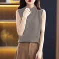 thumbnail image 5 of Sentmoon Womens Sweatshirts High Neck Knitted Sleeveless Sweater Tops for Women Oversized Solid Color Slim Lightweight and Warm Clothes for Women Fall and Winter for Weekend Outings Khaki L, 5 of 5