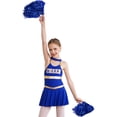 thumbnail image 1 of TiaoBug Robe de Danse Uniforme Cheer Leader pour Filles avec Pompons Tenue Musicale de Fête d'Halloween Bleu Royal 8, 1 of 7