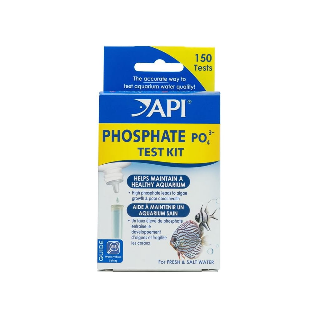 Kit de test de phosphate API pour aquariums d'eau douce et d'eau de mer (150 tests)