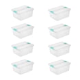 thumbnail image 1 of Sterilite Deep Clear Plastic Storage Bin with Clear Lid Aqua Latch, 8 Pack, 1 of 10