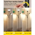 thumbnail image 2 of OUTON Torchiere Floor Lamp with Reading Light for Living Room, LED Standing Lampwith Remote Control for Bedroom, Modern Tall Reading Light, Black, 2 of 6