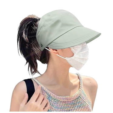 GDREDA Chapeau d'Été Léger pour Femmes Peut Attacher une Queue de Cheval Haut Vide Hat Sun Hat Chapeau d'Été pour Femmes Extérieur Sun Ombrage et Sun Chapeau de Langue, Vert Menthe