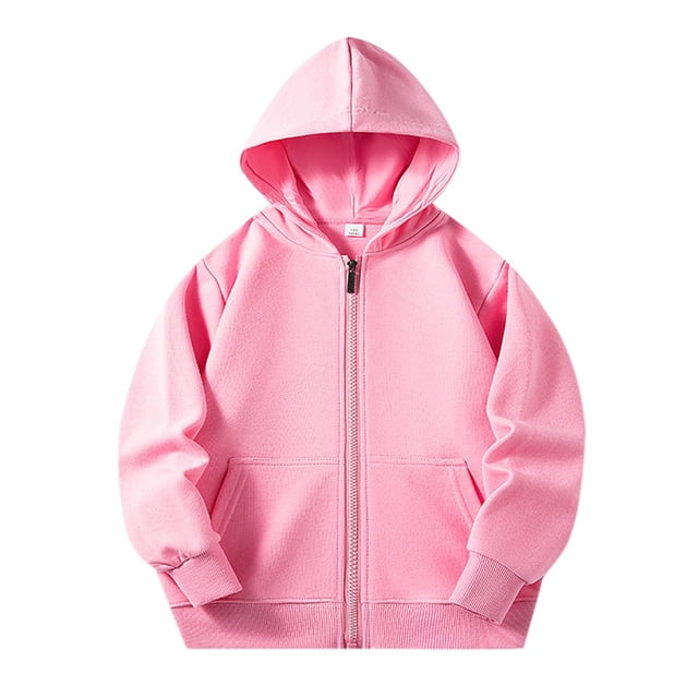 FAOWME Chandails à Capuche à Manches Longues pour Enfants, Unisexes, Doux, avec Poche, Rose 4-5 Ans