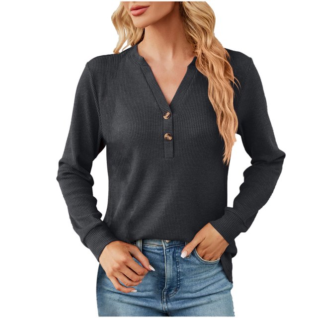 Birdeem Blouse Veste Texturée à Manches Longues à Col en V Uni pour Femme