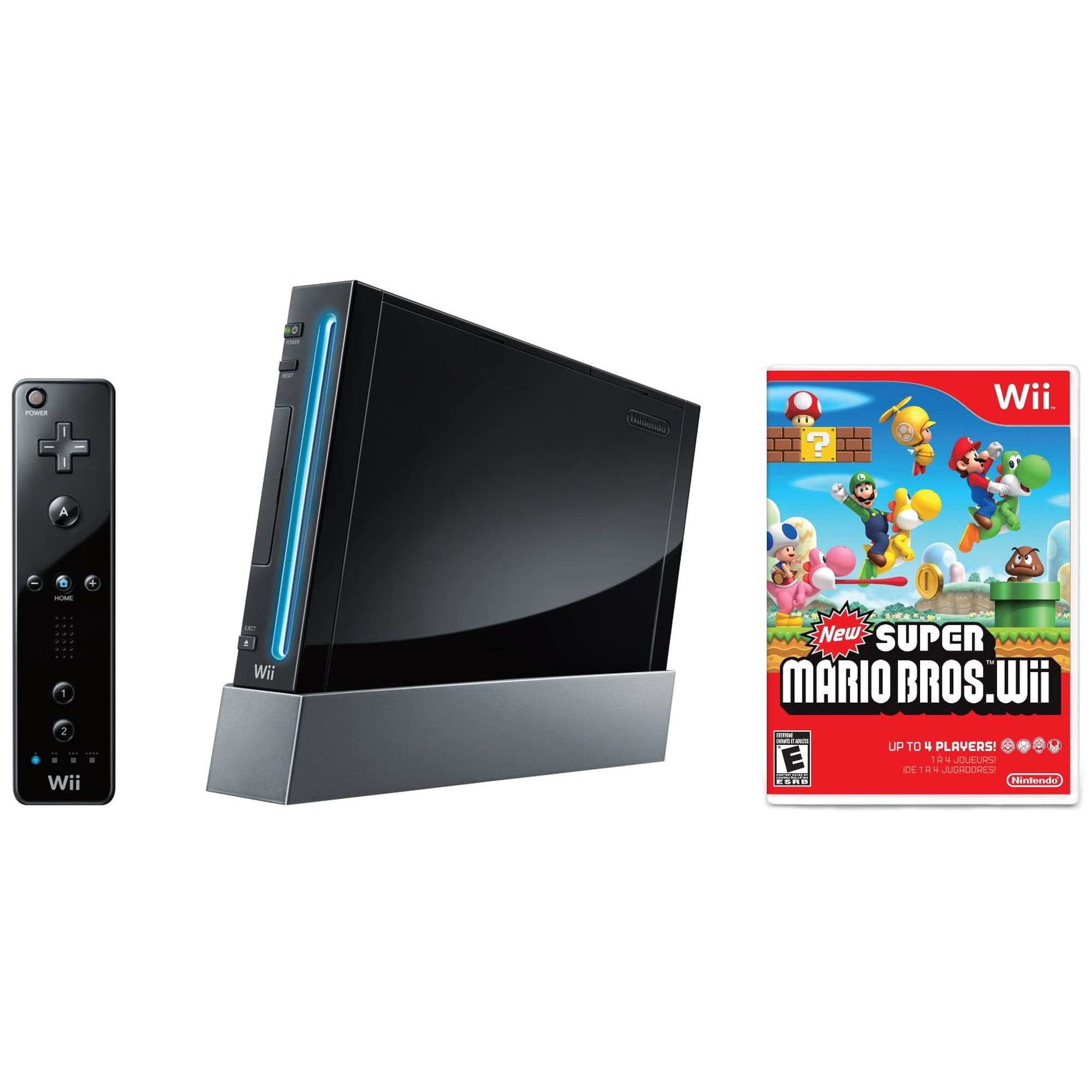 Wii Console Black - New Super Mario Bros Bundle (Refurbished