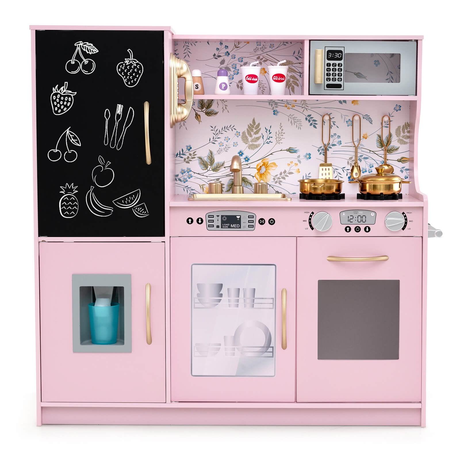 COSTWAY Cuisine Enfants Rose avec Accessoires & 3 Hauteur Réglable, Jeu de Cuisine avec Sons et Lumières, Machine à Laver & Four, Jouet d'Imitation pour Tout-Petits de 3 Ans COSTWAY Cuisine Enfants Rose avec Accessoires & 3 Hauteur Réglable, Jeu de Cuisine avec Sons et Lumières, Machine à Laver & Four, Jouet d'Imitation pour Tout-Petits de 3 Ans
