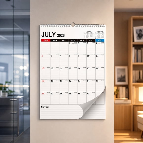 CEHVOM Calendrier Mural 2026-2027, Planificateur Suspendu Mensuel 17x12 Pouces avec Gros Blocs, Calendrier de Bureau Simplifié de 18 Mois pour l'Organisation de la Maison et du Bureau