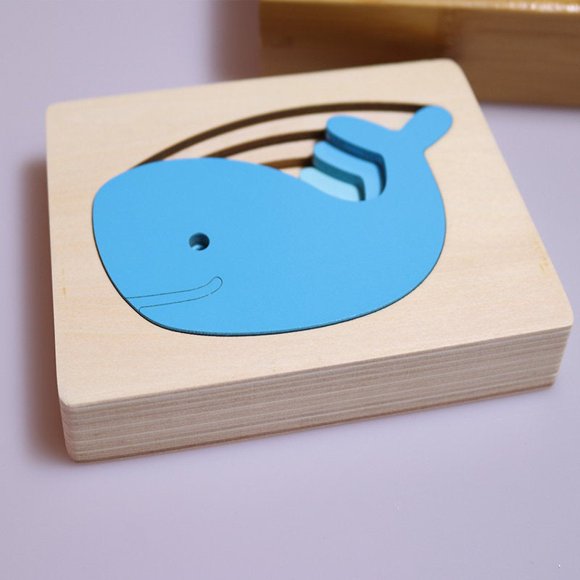 Casse-tête en Bois à Plusieurs Couches - Casse-Tête Animal Oiseau Lapin Whale - Montessori Biologie Zoologie - Jouet pour Bébé Tout-Petit Préscolaire - Montessori Waldorf