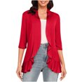thumbnail image 2 of Jovati Cardigan Décontracté pour Femmes, Haut en Tricot Léger Uni à Manches 3/4 avec Mélange de Polyester Extensible, Coupe Décontractée, Incontournable de la Garde-Robe pour le Printemps et l'Automne, 2 of 7