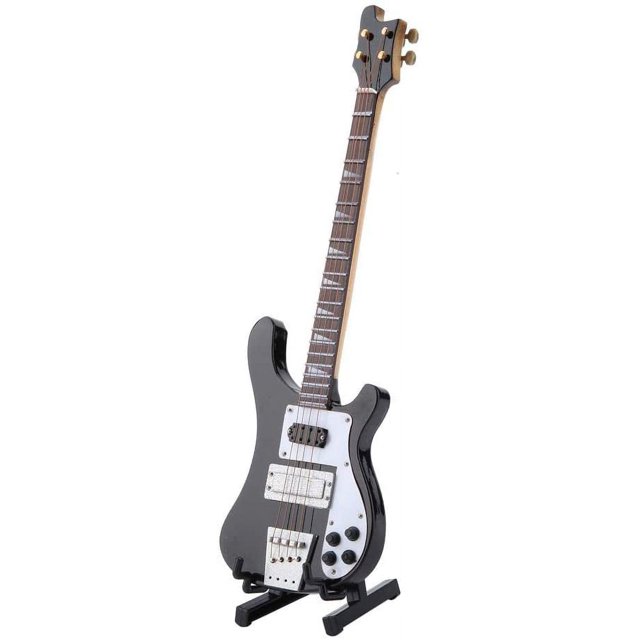 Musical Instrument Model Ornaments Black Bass Guitar Replica Miniature Model wit