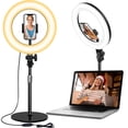 thumbnail image 1 of Desk Ring Light with Stand, 10.5'' Circle Light with Phone Holder for Video Recording, Adjustable Halo Light for Computer Zoom Meeting, Laptop Light for Conference Video Calls, P, 1 of 8