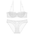 thumbnail image 1 of Womens French Sexy Gathering Large Size Bra Set Ultra-thin Big Breasts Shows Small Collection, 1 of 8