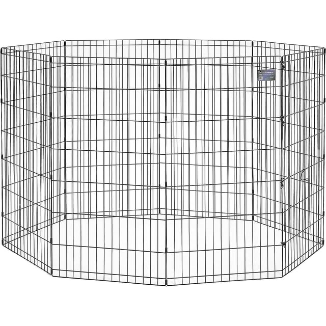 Midwest Parc d'Exercice Noir 8 Panneaux Sans Porte, un Parc pour Animaux Octogonal en Fil Métallique Noir avec Huit Panneaux de 24 Po de Large par 48 Po de Haut Offrant une Finition E‐coat Noire durable et Sans Porte, Conçu pour un Outil Facile – Free assembly et un Confinement Sécuritaire des Chiens et Autres Animaux de Compagnie à l'Intérieur Ou à l'Extérieur.