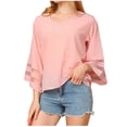 thumbnail image 1 of Timegard Hauts pour Femmes Col en V Manches 3/4 Chiffon Léger Ample Décontracté Fluide Haut Blouse Plage, 1 of 5