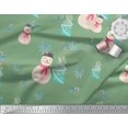 thumbnail image 2 of Soimoi Green Velvet Fabric Snowman & Tree Christmas Printed Fabric 1 Yard 58 Inch Wide, 2 of 5